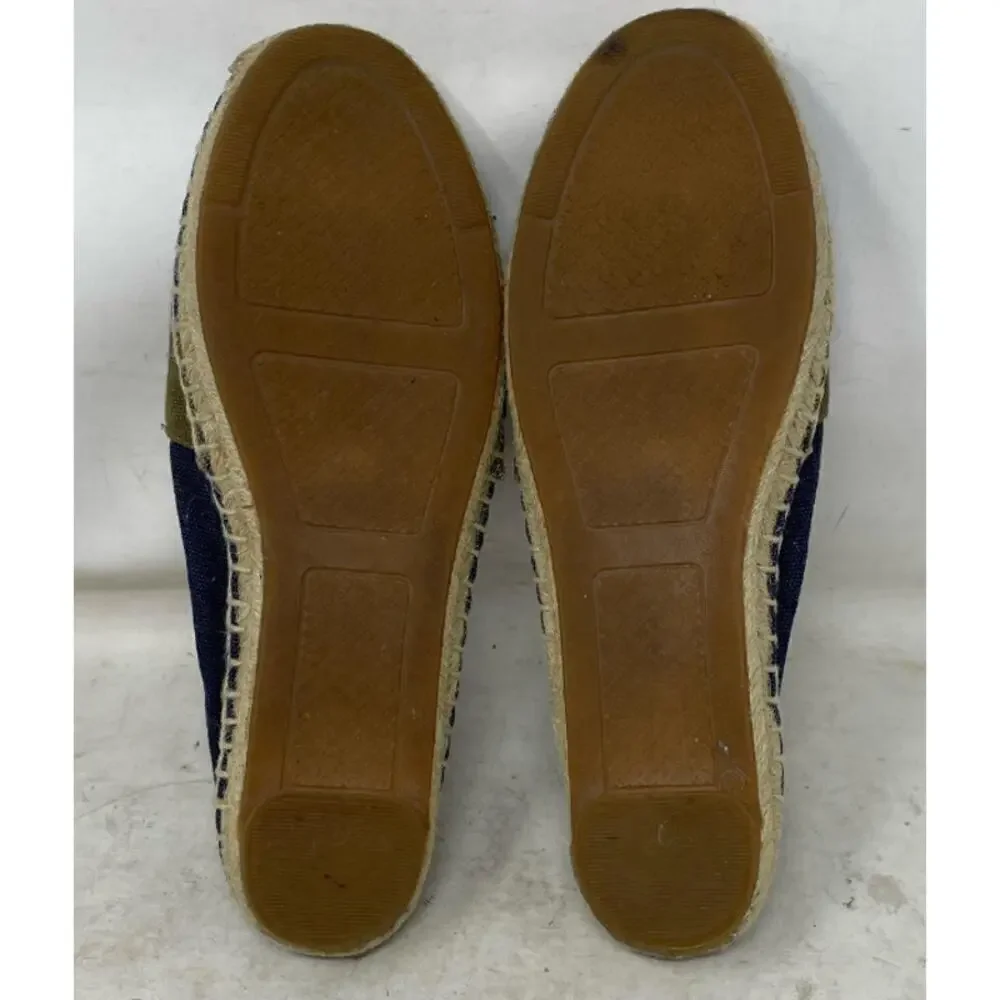 Tory Burch Size 7 Vacation Blue Green Slip-On Espadrille Quiet Luxury Flats